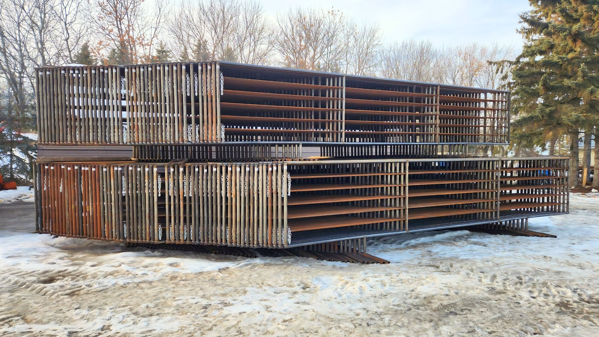 Cattle panels and shelters on the farm